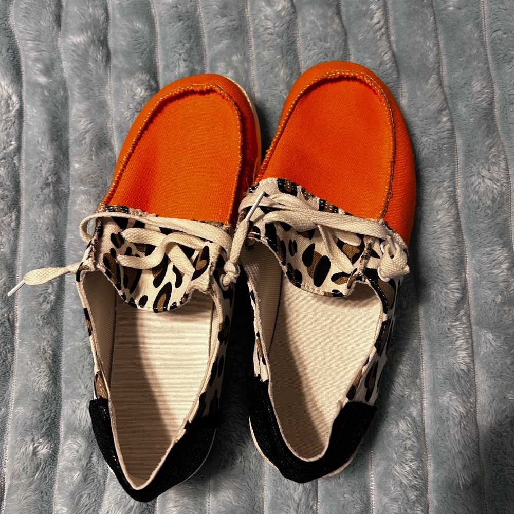 Orange and Animal Print Casual Shoes